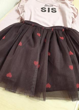 Комплект юбка из фатина и тоненькая кофта, костюм для девочки, лонгслив и юбка4 фото