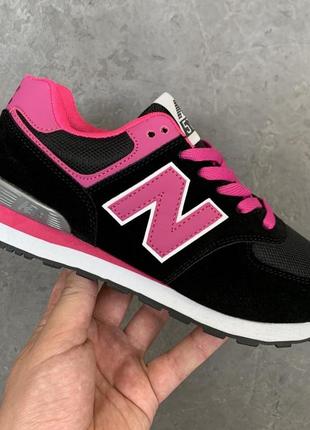 Женские кроссовки new balance 574 black purple / smb