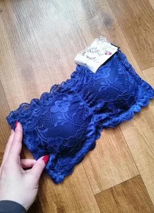 Мереживний топ-ліф-бра синього кольору /кружевной топ-лиф-бюст-бра/бюстгальтер