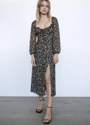 Платье zara цветочный принт