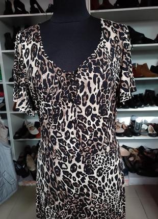 Леопардовое платье вискоза р.48 (14)2 фото