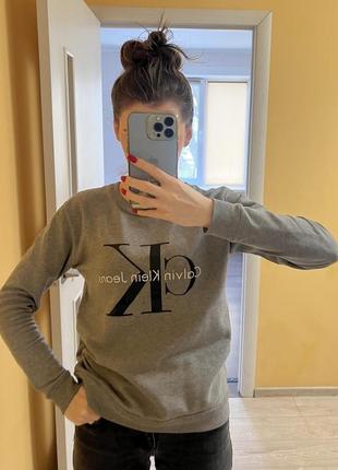 Кофта свитер свитшот calvin трусиков jeans оригинал серая худи толстовка пуловер