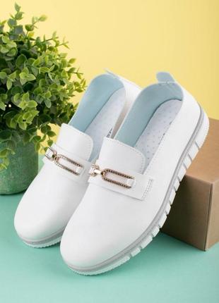 Жіночі білі туфлі мокасини сліпони4 фото