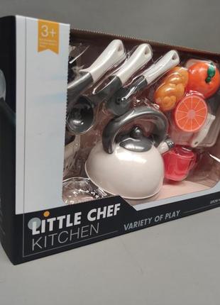 Ігровий набір little chef плитка з посудом чайна церемонія продукти на липучках світлові та звукові