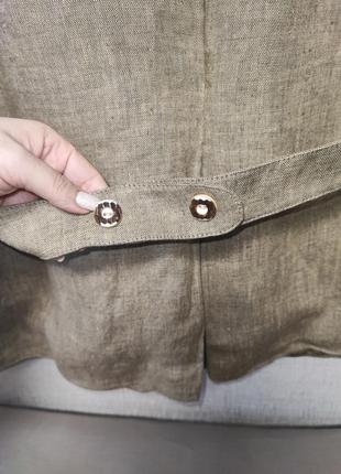 Стильный льняной пиджак человечек жакет воротник стойка лен блейзер6 фото