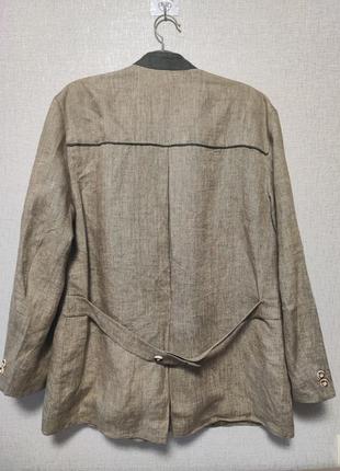 Стильный льняной пиджак человечек жакет воротник стойка лен блейзер5 фото