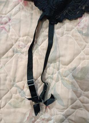 Черный романтический кружевной сексуальный пояс для чулок, подвязки5 фото