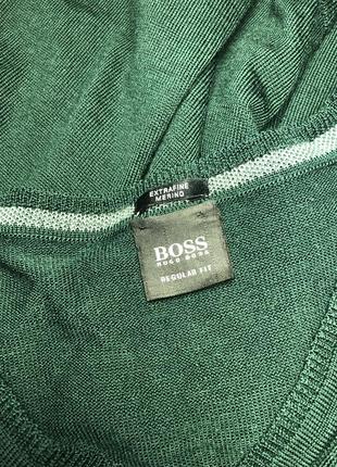 Зеленый джемпер hugo boss меринос шерсть м v-образный вырез5 фото