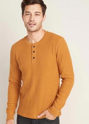 Термо реглан лонгслив хенли henley с термовязаной тканью old navy