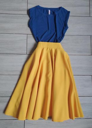 Желто голубой комплект юбка и юбка2 фото
