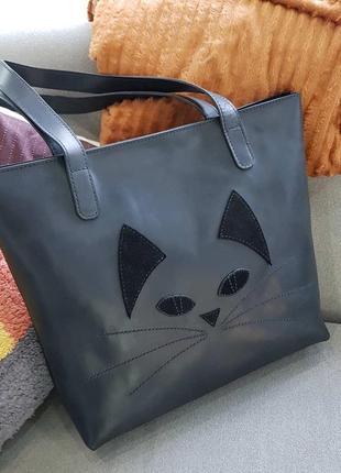 Жіноча шкіряна сумка шоппер stedley кішка1 фото