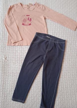 Пакет брендовой одежды для девочки джинсы реглан платье с люрексом колготки лосины майка набор одежда2 фото