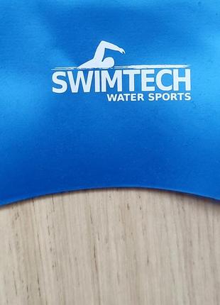 Силиконовая шапочка для плавания swimtech. шапочка для бассейна swimtech3 фото