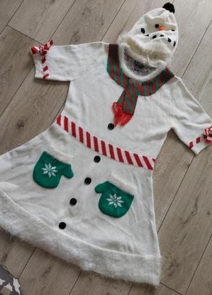 Карнавальный костюм платья снеговика, эльфа, платье снеговика, эльфа