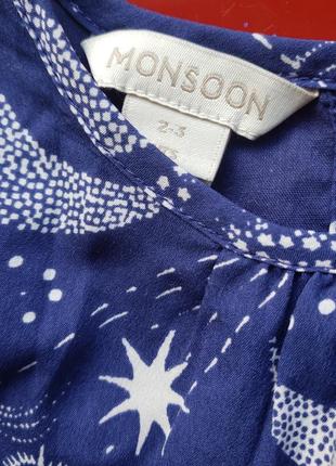 Monsoon коасивое детское платье синее с серебром ночное небо и единороги девочке 2-3 г 92-98 см2 фото