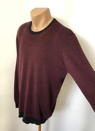 Меринос бордовый джемпер свитерок кофта круглый вырез узор ёлочка шерсть мягкий неколючий