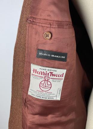 Мужской шерстяной твидовый пиджак блейзер harris tweed marco manzini9 фото