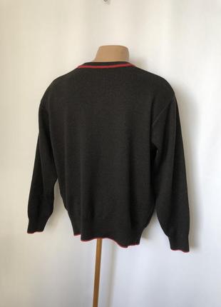 Вінтаж светр джемпер чорний із червоною шерстю вертикальні смуги 80-го3 фото