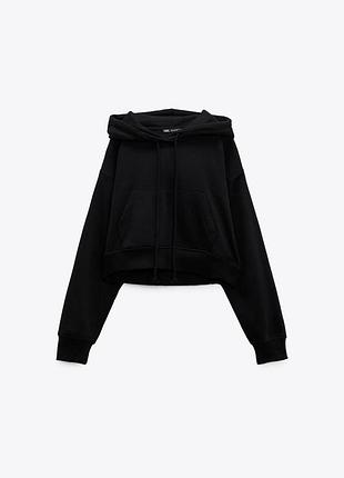 Женский худи zara толстовка с капюшоном черный