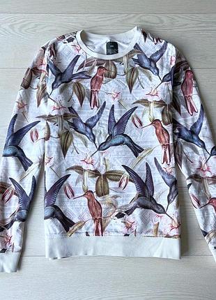 Свитшот we белый в птицы цветы