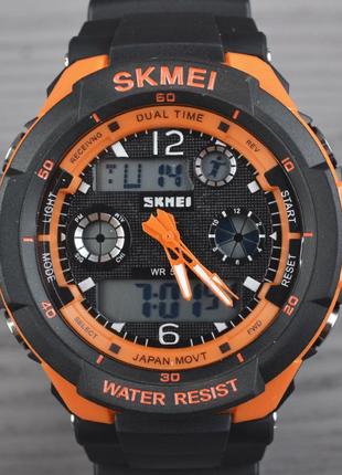 Годинник електронний, спортивний skmei 0931, чорний-орнажевий окантовка, у металевому боксі4 фото