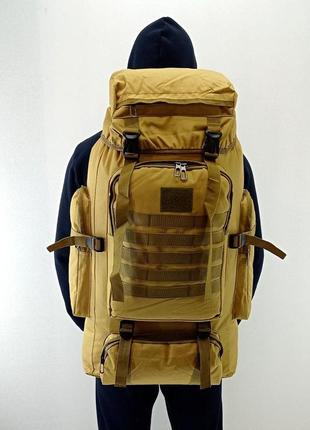 Тактичний рюкзак tactical армійський рюкзак туристичний на 70 літрів з системою m.o.l.l.e coyote2 фото