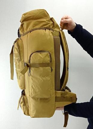 Тактичний рюкзак tactical армійський рюкзак туристичний на 70 літрів з системою m.o.l.l.e coyote5 фото