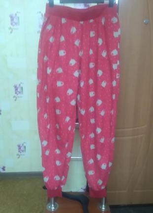 Симпатичные тепленькие штаны для дома или сна пижама f&f р.8/10
