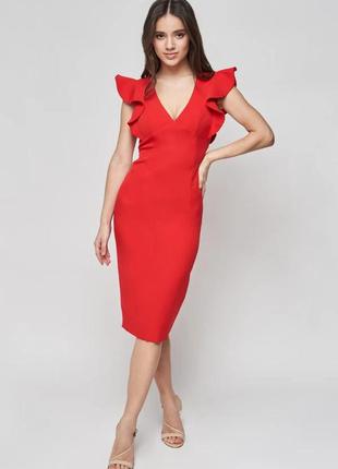 Коктейльное красное платье - футляр candy's1 фото
