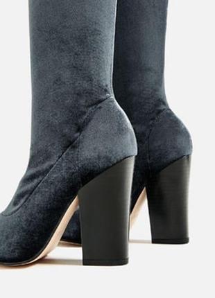 Zara велюровые ботфорты 38