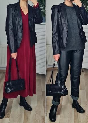 Кожаный пиджак куртка кожаная женская черная куртка черный кожаный пиджак из натуральной кожи2 фото