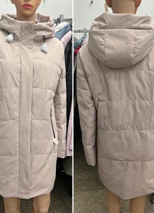 Удлиненная теплая женская куртка meajiateer биопух, антивлага размеры 48-562 фото