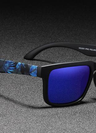 Солнцезащитные очки синие, матовые, унисекс в пластиковой оправе1 фото