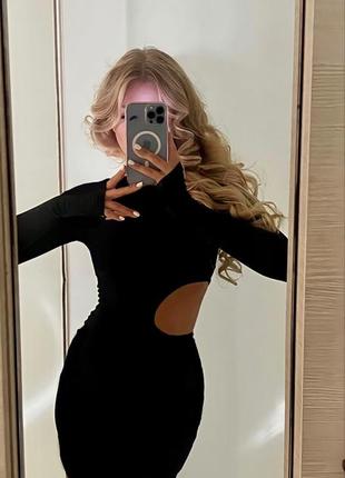 Шикарное платье с вырезом на боку в стиле zara черное вечернее.