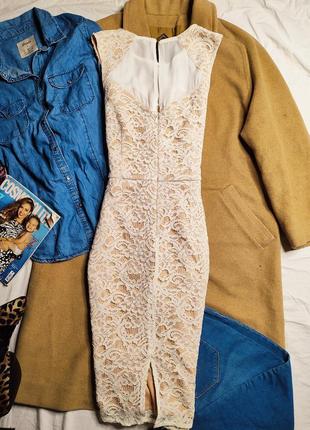 Oasis платье бежевое белое миди по фигуре карандаш футляр классическое3 фото