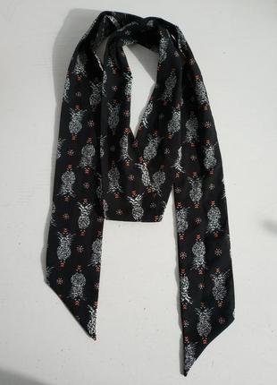 Жіноча краватка, шарф скіні відaccessoires c&amp;a, чорний із принтом ананас3 фото