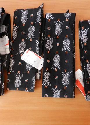 Жіноча краватка, шарф скіні відaccessoires c&amp;a, чорний із принтом ананас2 фото
