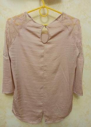 Красивая блузка пудрового цвета с гипюром7 фото