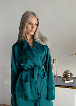 Estelle домашній костюм для жінок у піжамному стилі вільний крій смарагд