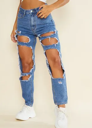 Роскошные фирменные стильные рваные мам джинсы6 фото