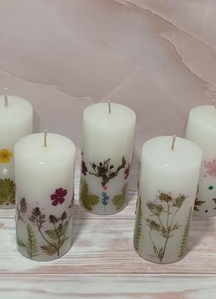 Свечи, декоративные свечи с сухоцветами, свечи подарочные3 фото