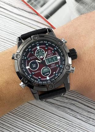 Amst 3022p black-red fluted wristband