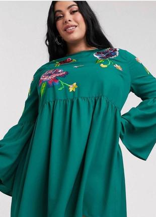Зеленое платье с цветами asos3 фото