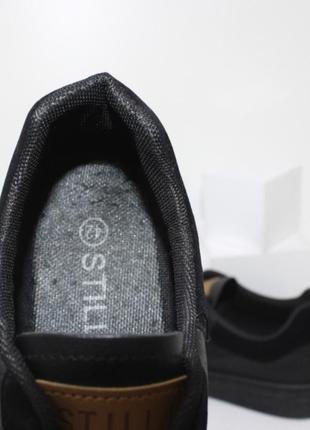 Чорні кросівки стейтера з еко-шкіри із замшевими вставками4 фото