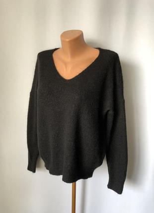 Msch мохеровий чорний тонкий джемпер светр укорочений v-подібний виріз
