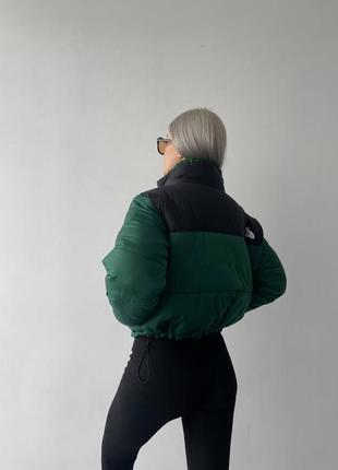 Куртка укороченная женская демисезонная зелено-черная плащевка размер xs, s, m2 фото