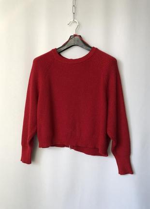 Zara красный джемпер укороченный широкий  с молнией на спине в рубаки7 фото