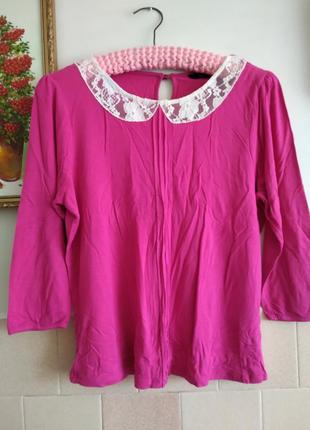 Кофточка малинова з гипюровым коміром р 16