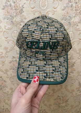 Зелёная кепка бейсболка в стиле celine
