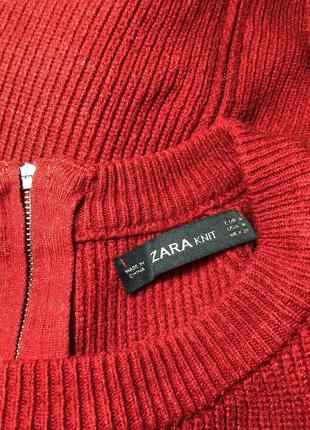 Zara красный джемпер укороченный широкий  с молнией на спине в рубаки8 фото